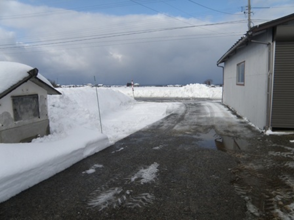 車庫・道路付近の雪山